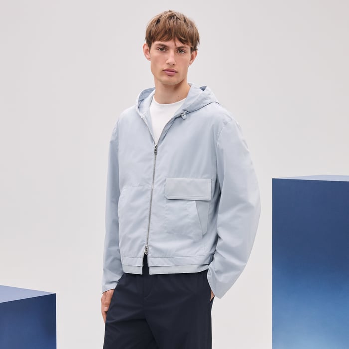 Glacier Hooded Jacket With Leather Details