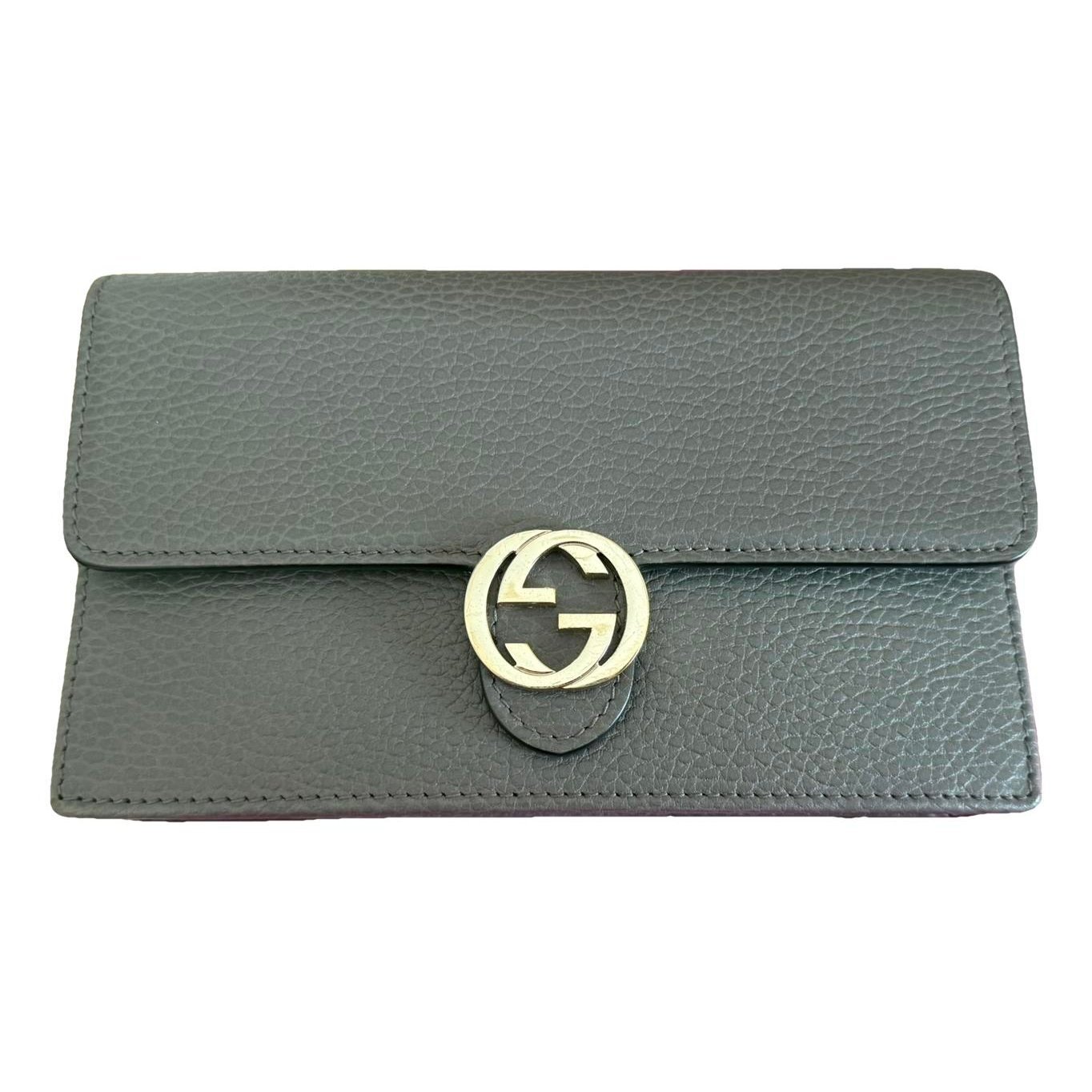 Interlocking leather clutch bag