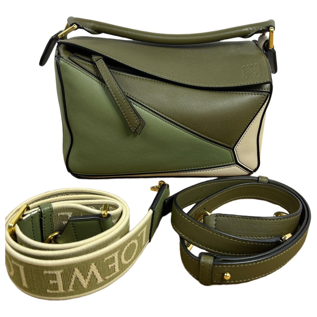Puzzle leather handbag