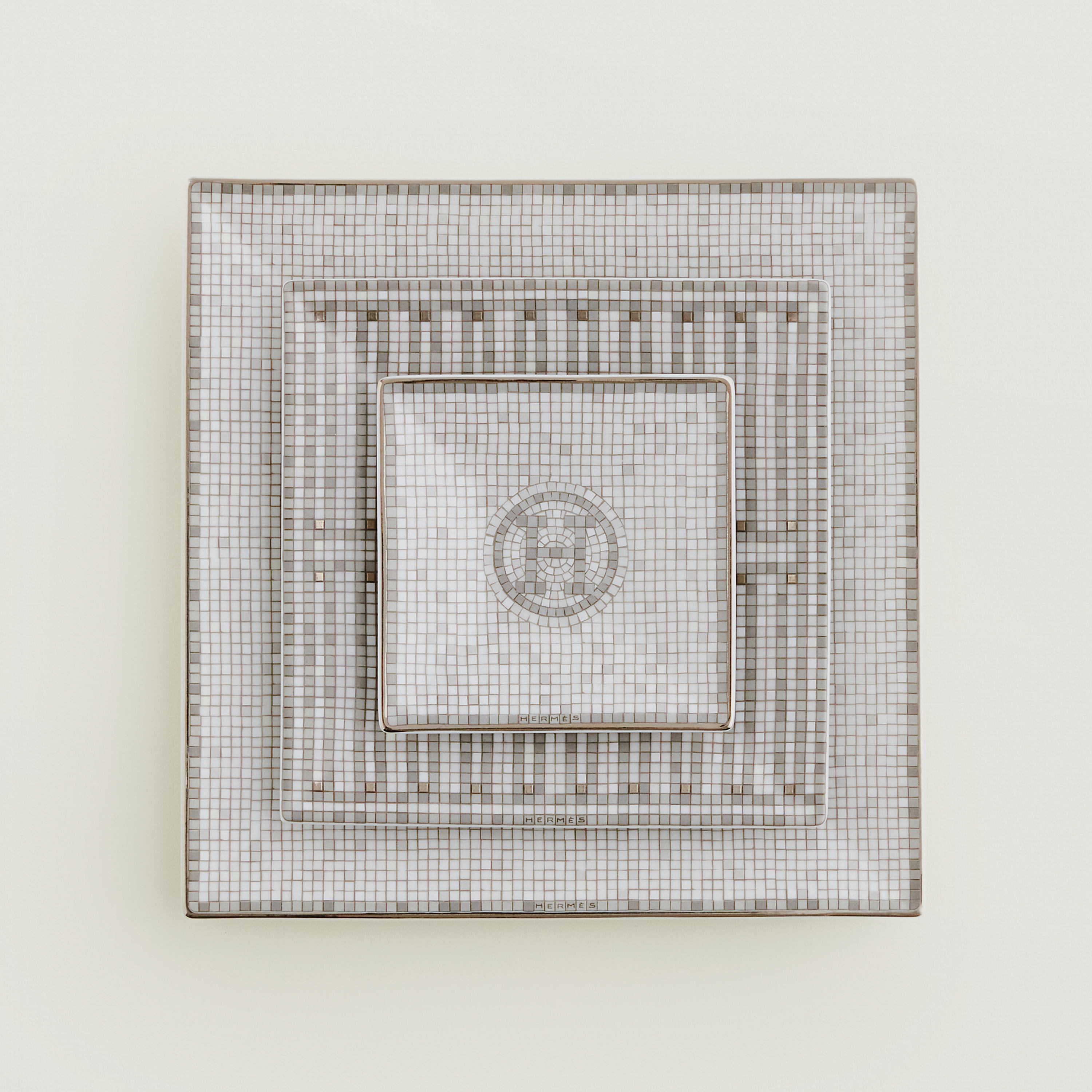 Mosaique au 24 platinum set of 3 square plates (n°1 to 5)