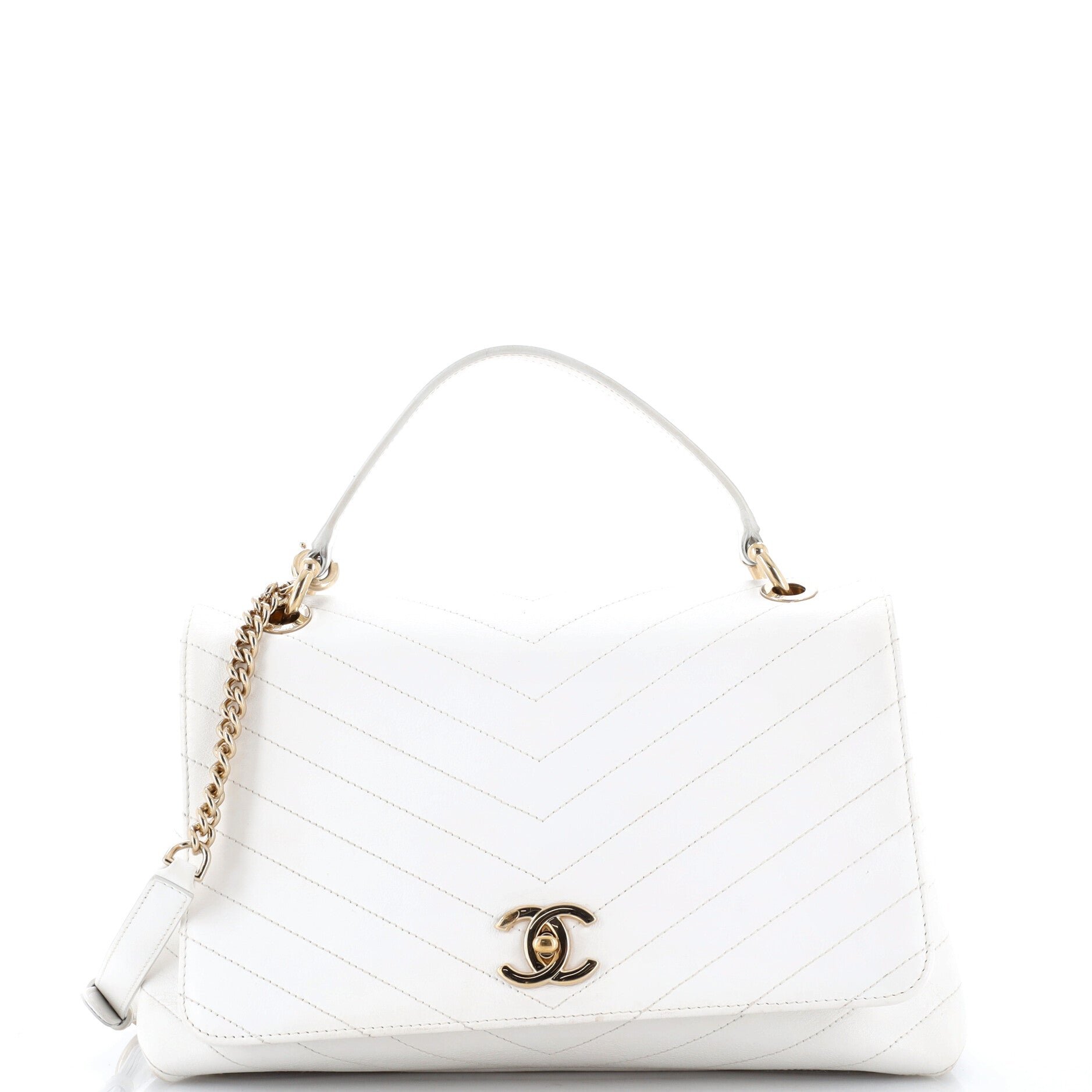 Chevron Chic Top Handle Bag Chevron Calfskin Medium
