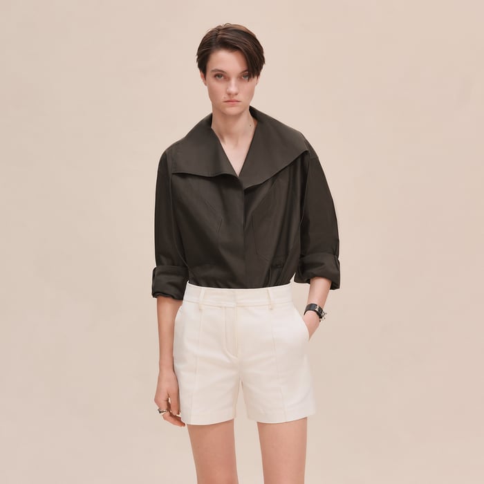 Blanc Naturel Double Cotton Twill Shorts
