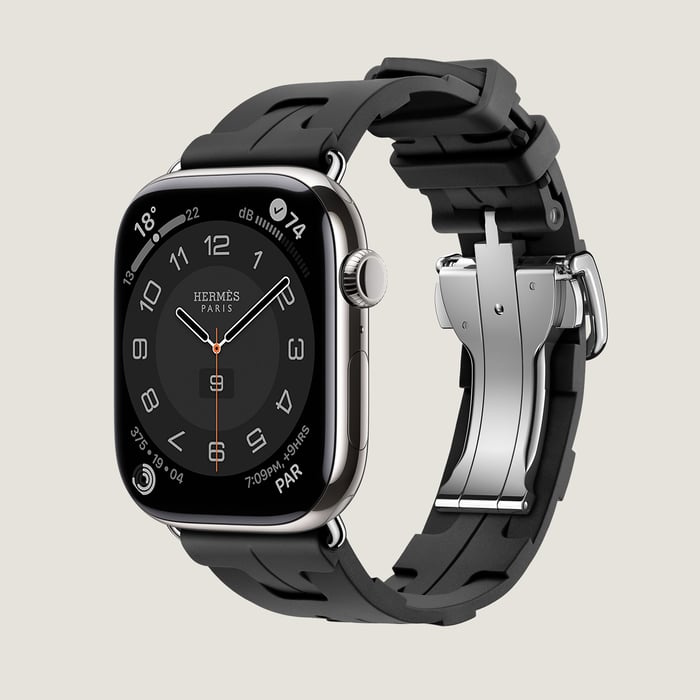 Noir Band Apple Watch Hermès Single Tour 46 MM Deployment Buckle Kilim