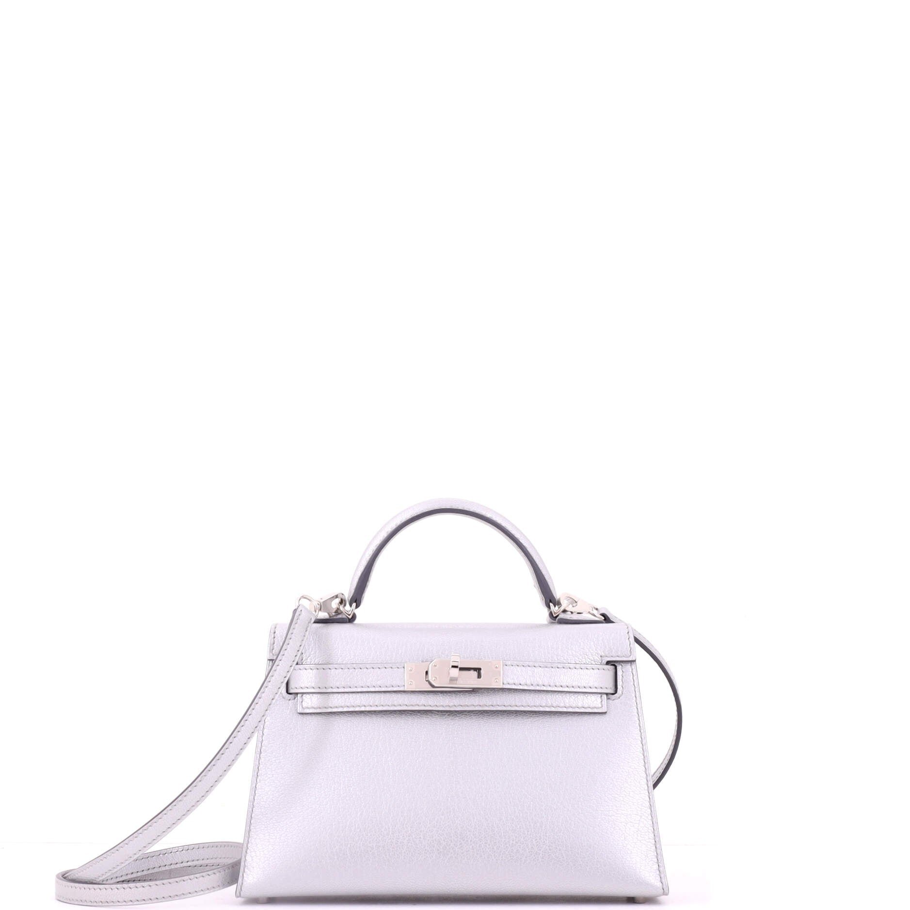Hermes Kelly Mini II Bag Metallic Chevre Chamkilight with Palladium Hardware 20