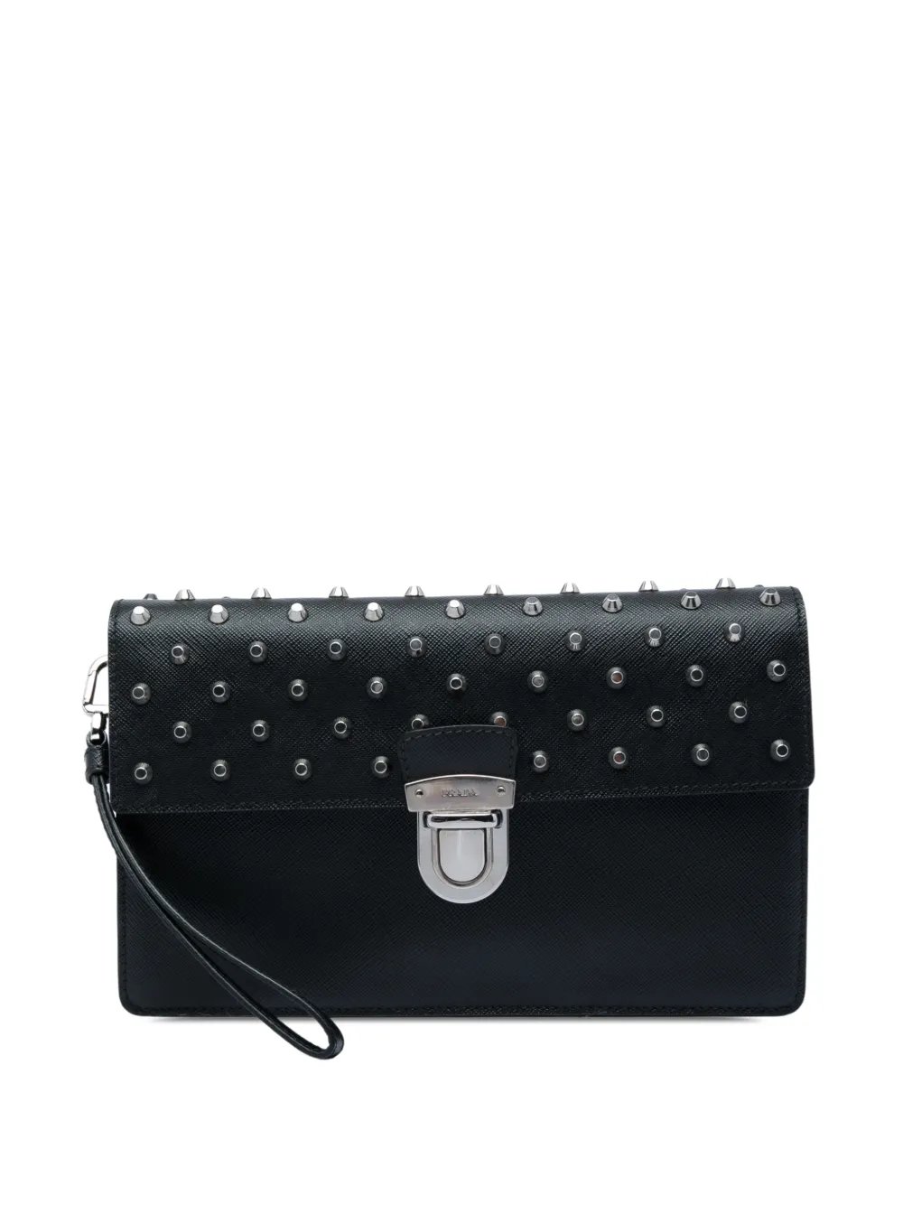 2000-2013 Studded Saffiano Push Lock Wristlet clutch bag
