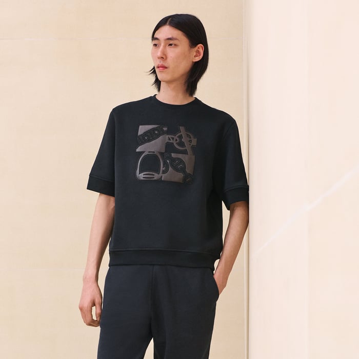 Marine "Metallerie Au Carre" T-shirt With Leather Detail
