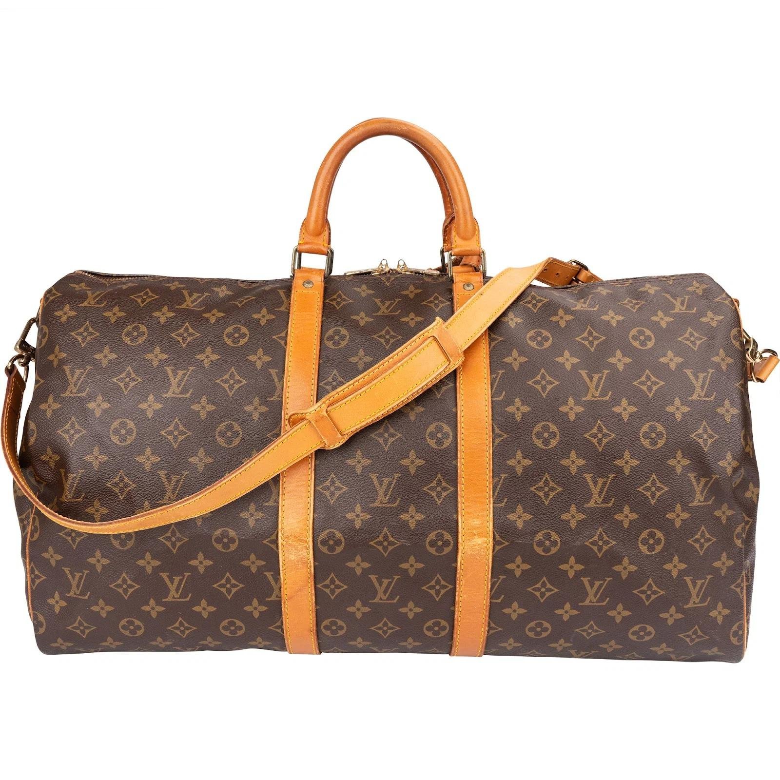 Louis Vuitton Keepall leather travel bag