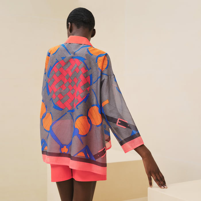 Gris Pierre Camisa De Playa Estampado "Mors À Jouets Détouré"