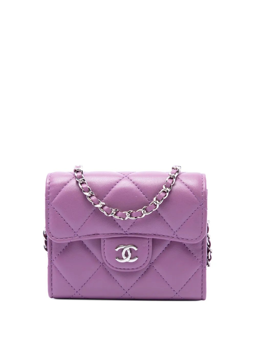 2020 CC Quilted Lambskin Flap Card Holder on Chain crossbody bag