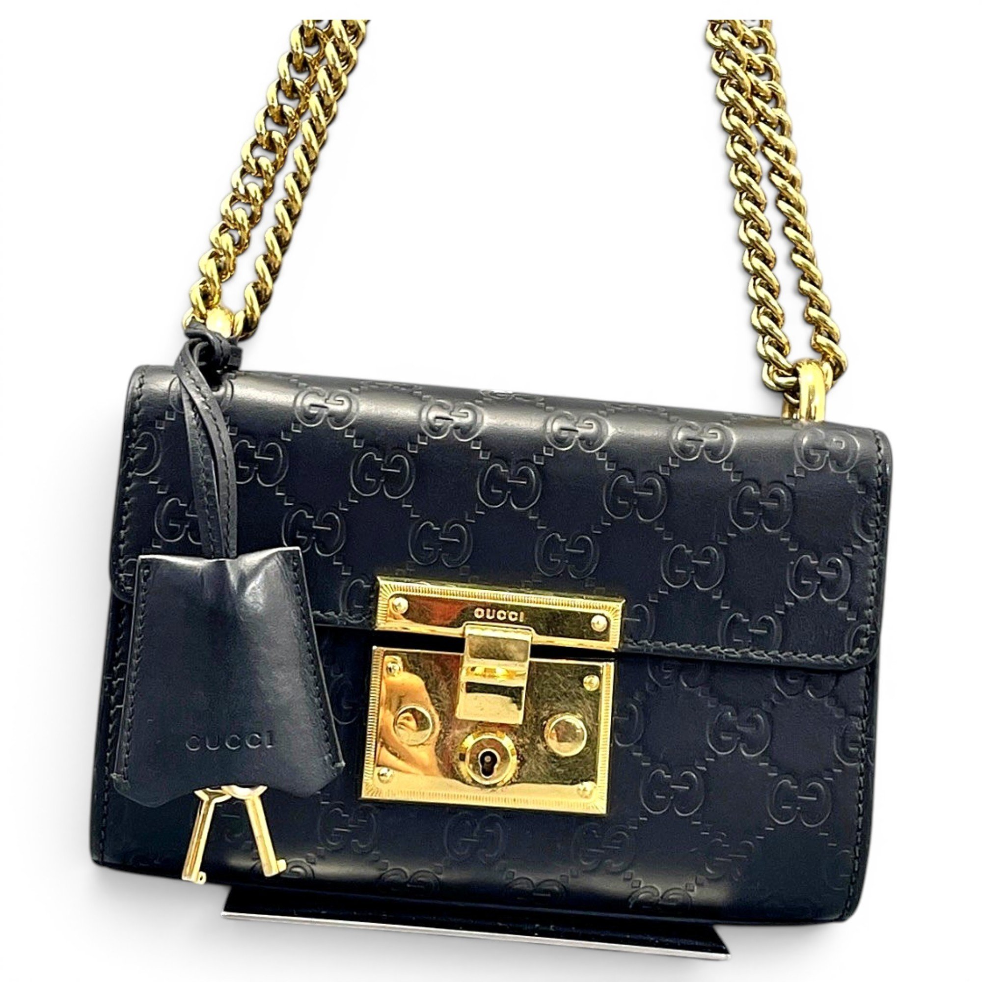 Padlock leather handbag