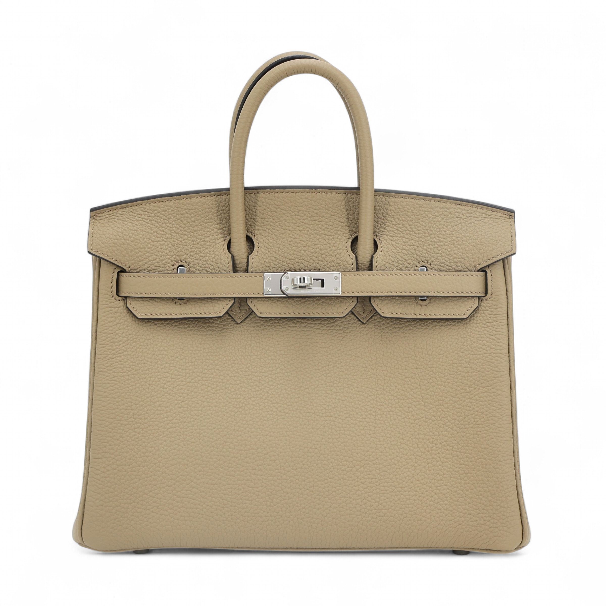 Hermes Brand New ( Rank N ) HERMÈS Birkin 25 Beige Marfa (8Q) Togo Palladium hardware K (2025)