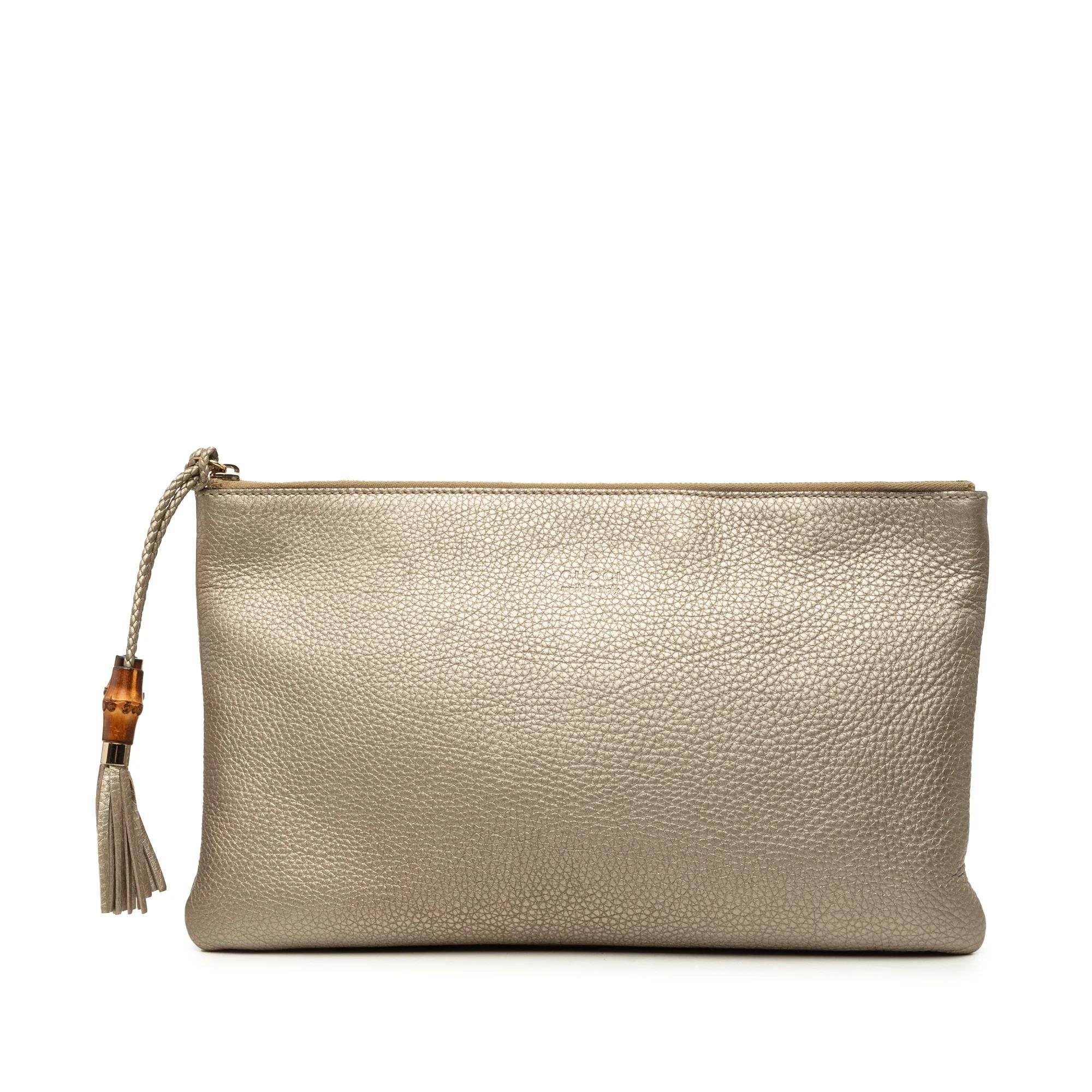 Bamboo leather clutch bag