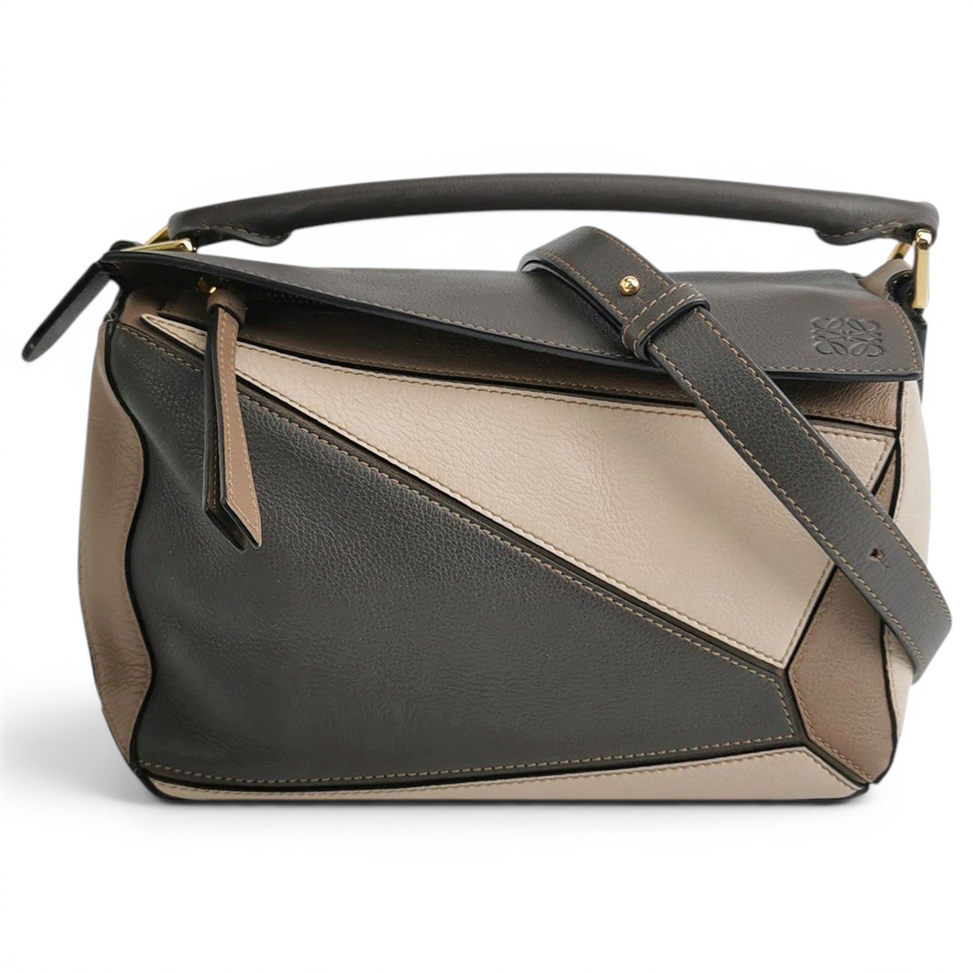 Puzzle leather handbag