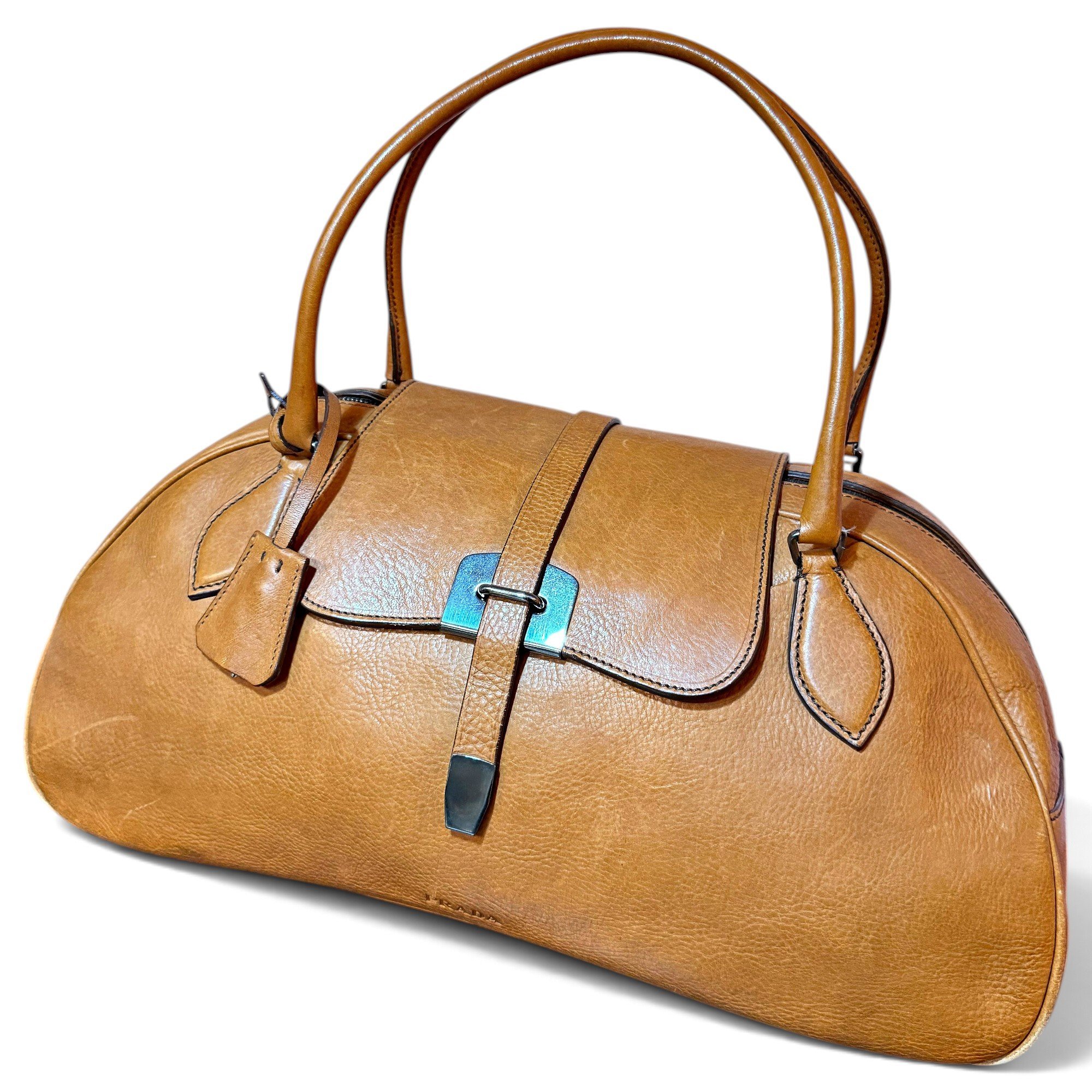 Bowling leather handbag