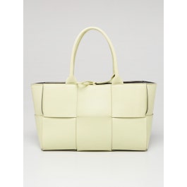 Bottega Veneta Bottega Veneta Lemon Intrecciato Woven Nappa Bicolor Leather Small Arco Tote Bag