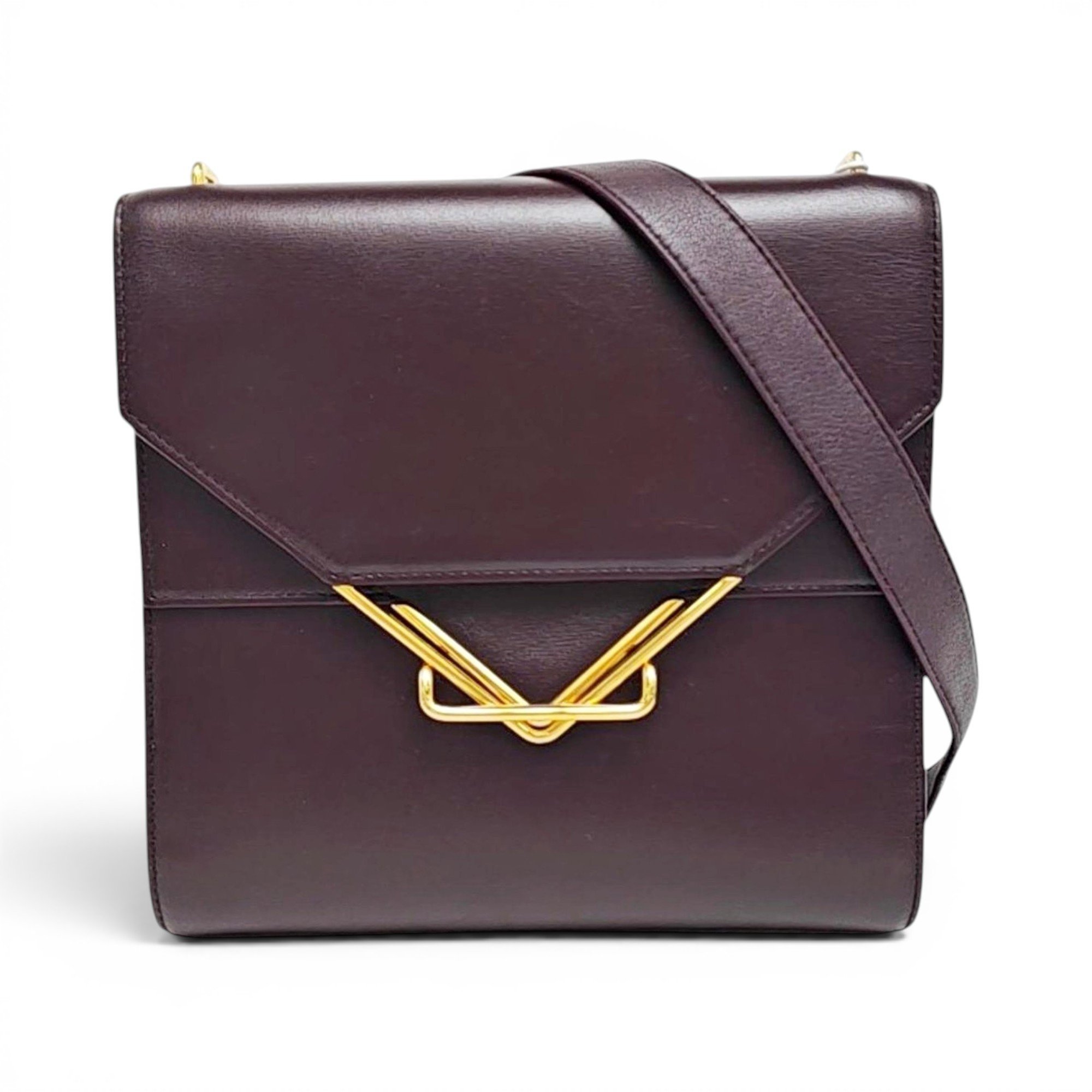 Clip leather handbag