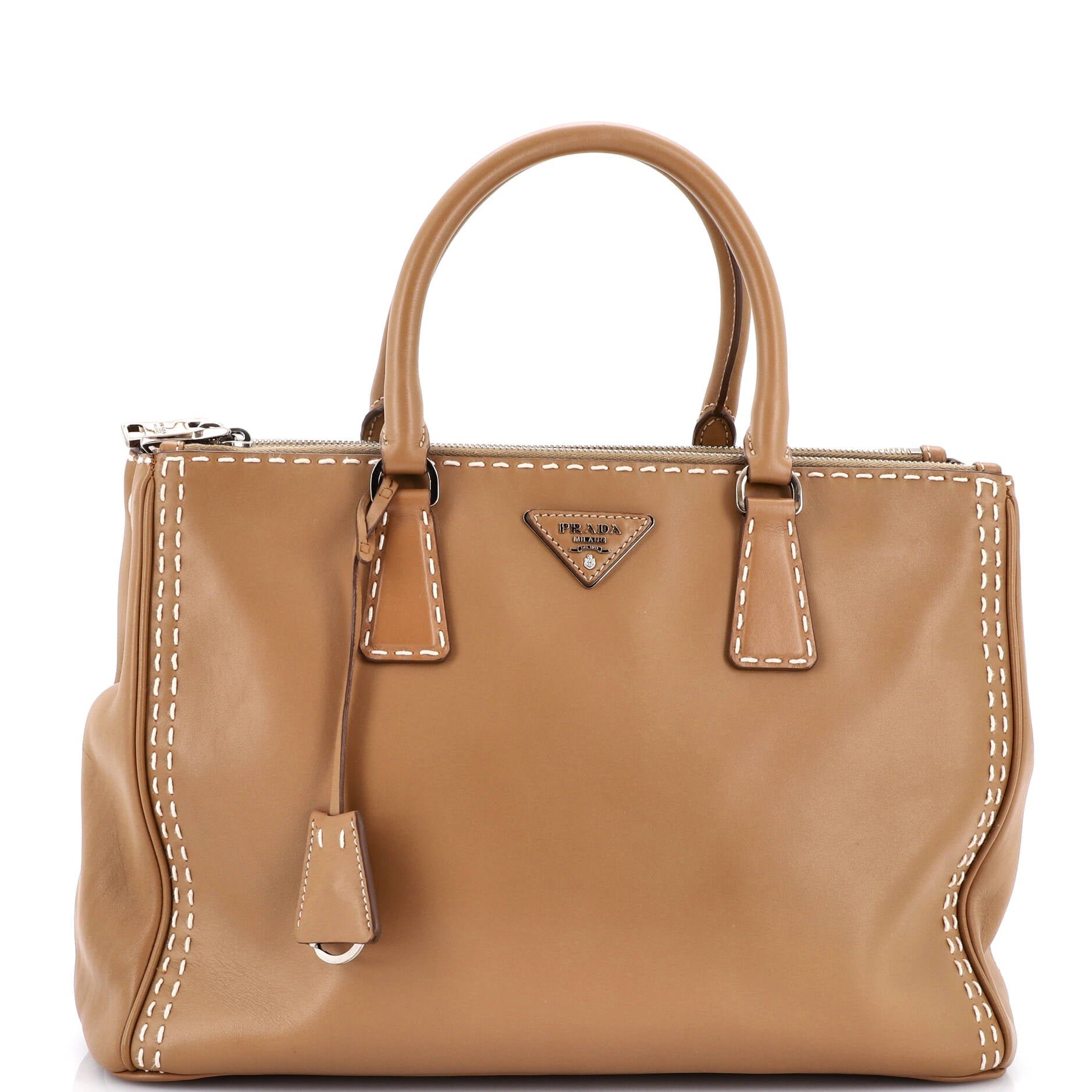 Galleria Double Zip Tote Stitched Leather Medium