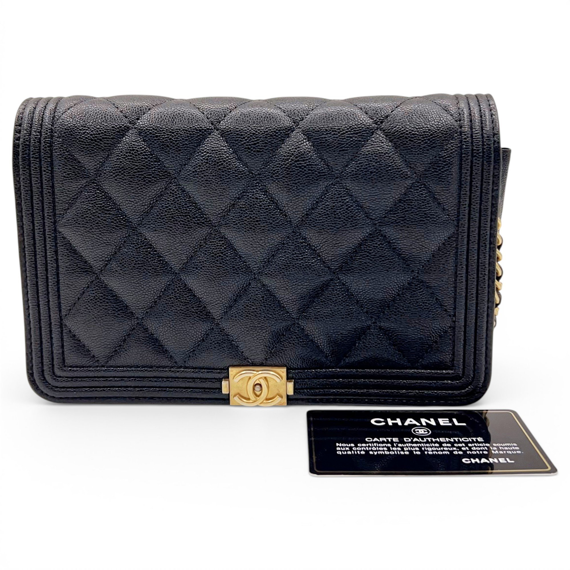 Wallet On Chain Boy Half Flap leather handbag