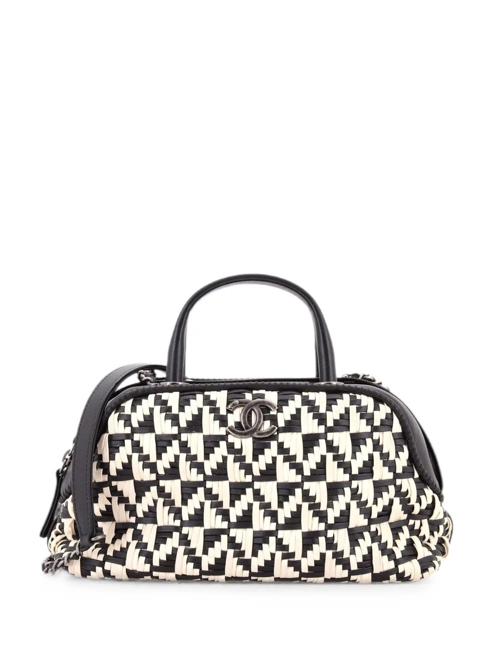 Convertible Chain Bowler Bag Woven Calfskin Small handbag