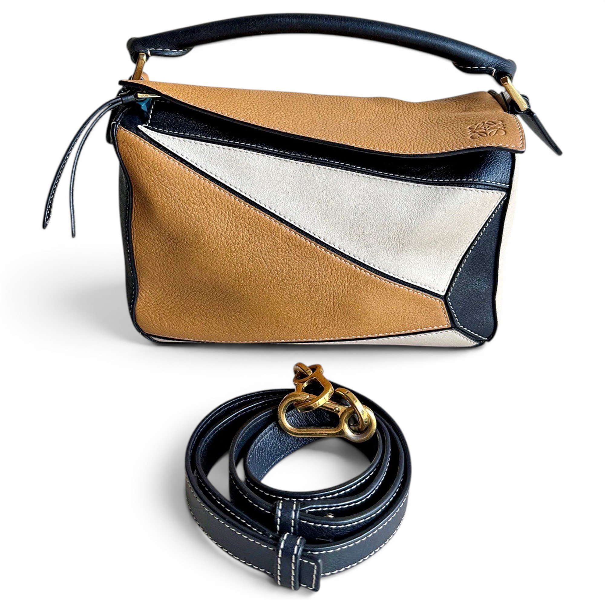 Puzzle leather handbag
