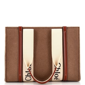 Chloe Woody Tote Recycled Felt with Leather and Canvas Medium