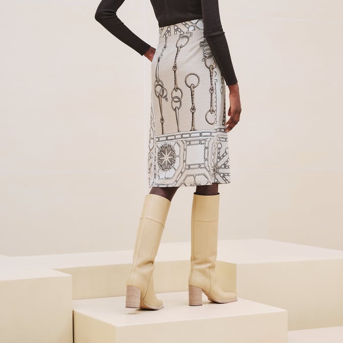 Beige Glaise "Effet Kaleidoscope" Wrap Skirt