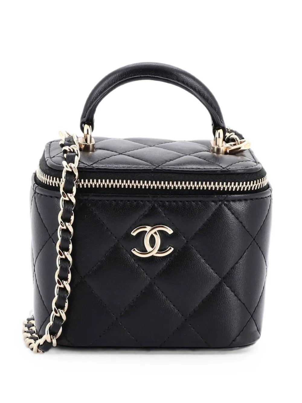 Classic Top Handle Vanity Case with Chain Quilted Lambskin Mini crossbody bag