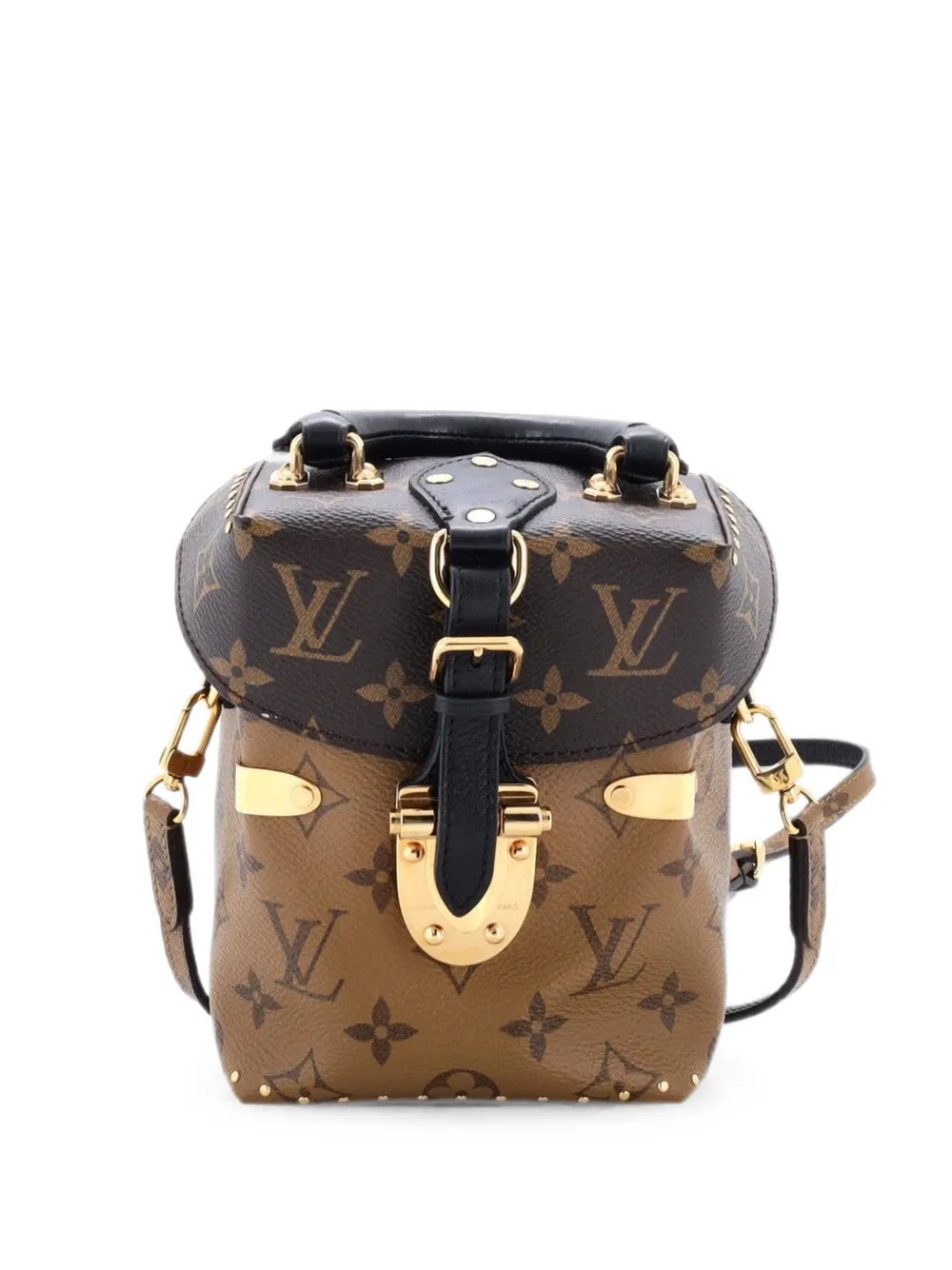 Camera Box Handbag Studded Reverse Monogram Canvas satchel