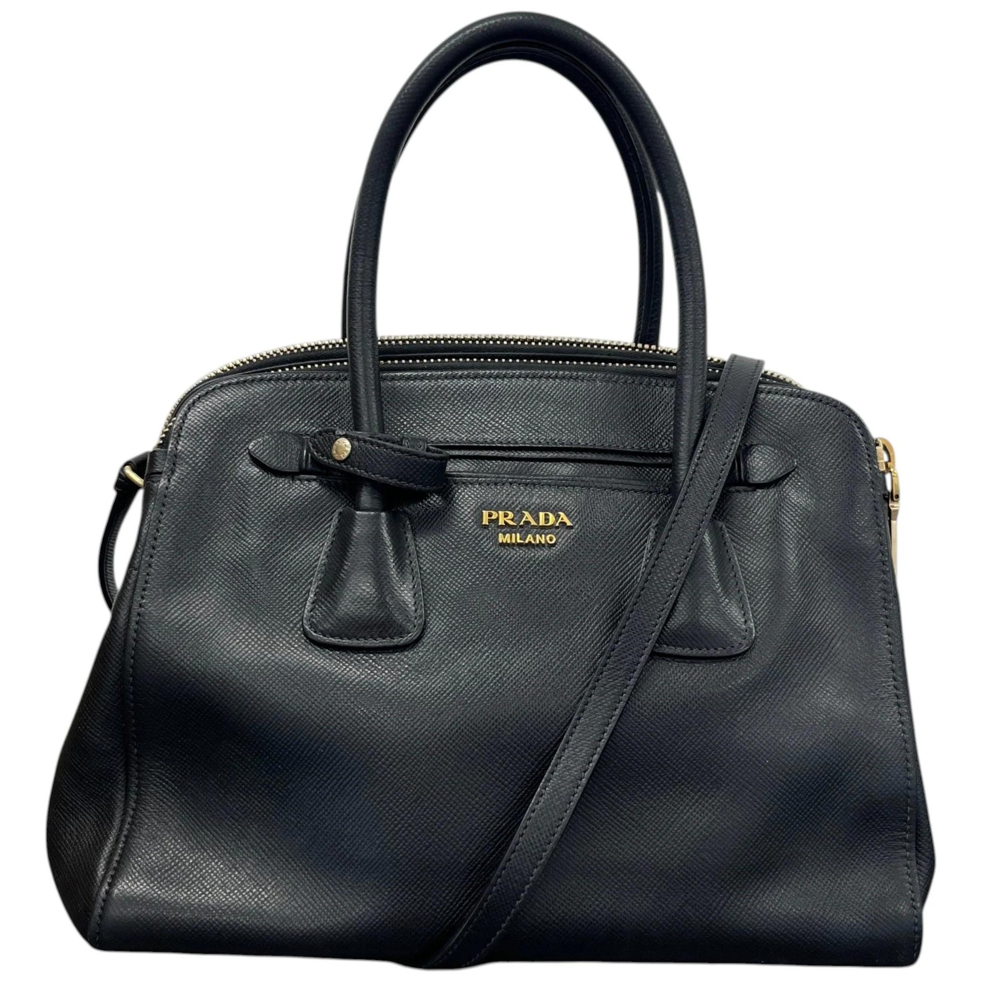 Double leather handbag