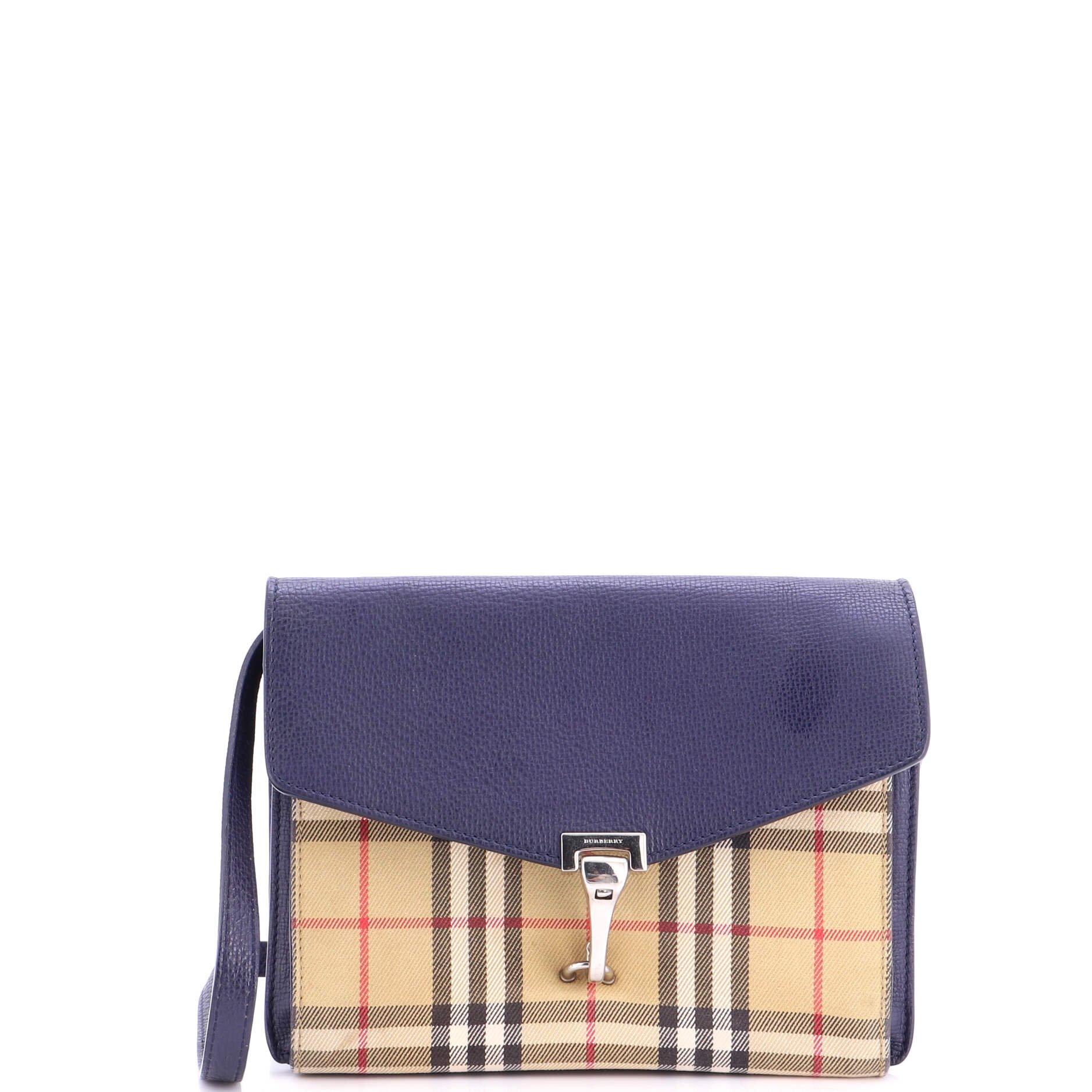 Macken Crossbody Bag Leather and Vintage Check Canvas Small