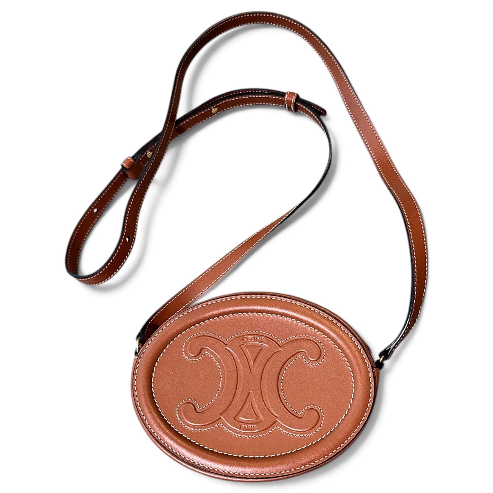 Tambour leather crossbody bag