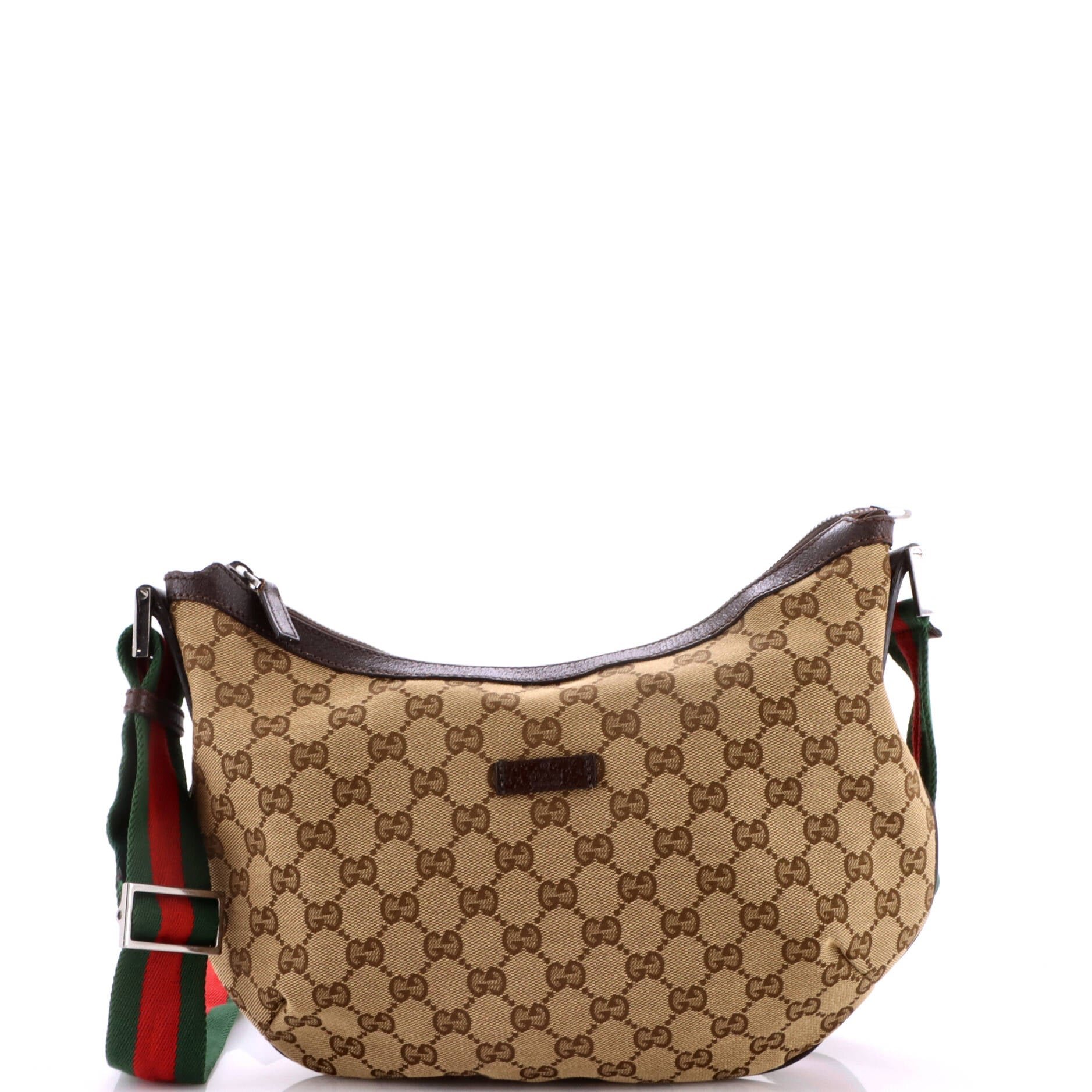 Saddle Zip Messenger Bag GG Canvas with Leather Medium