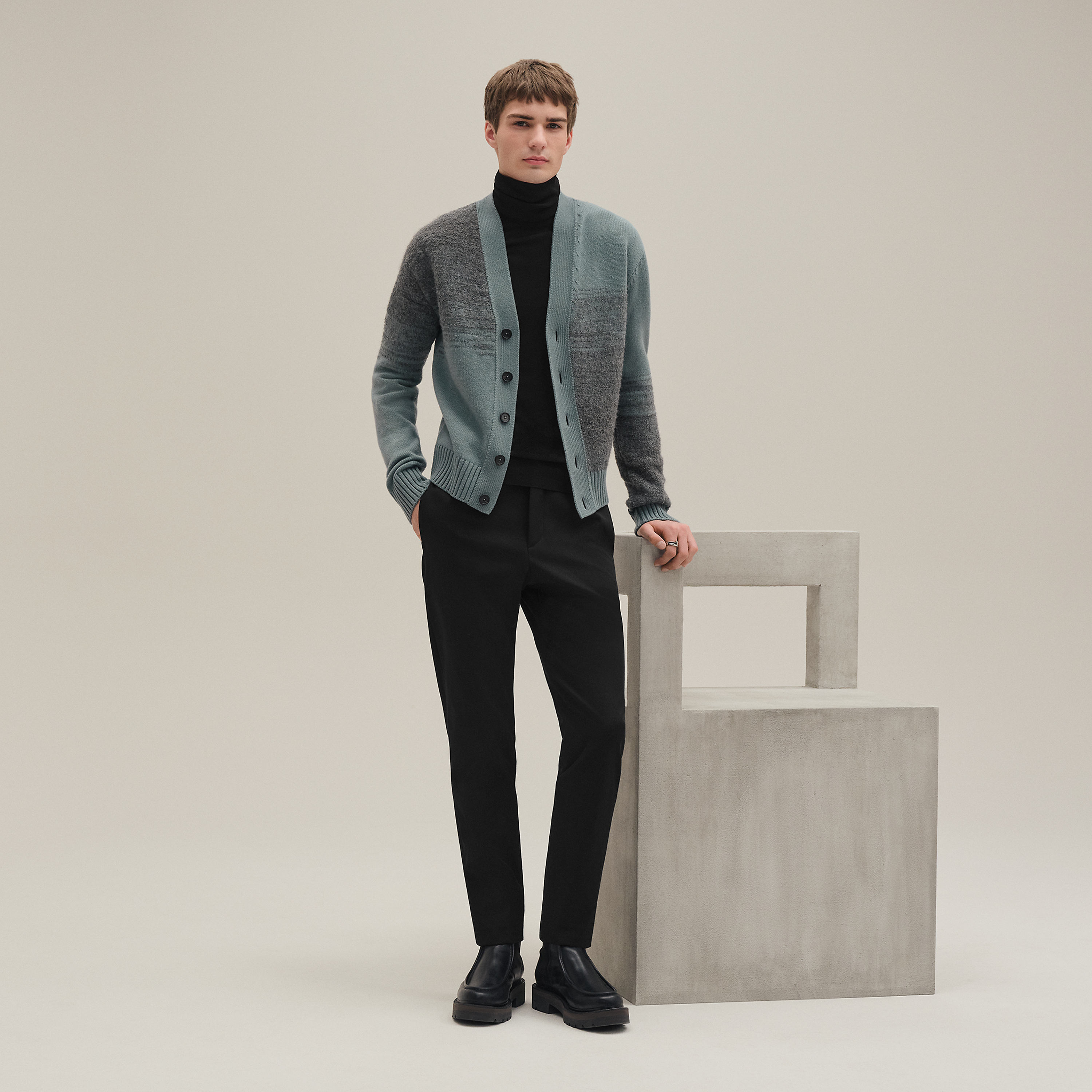 "Bouclette ombree" buttoned cardigan