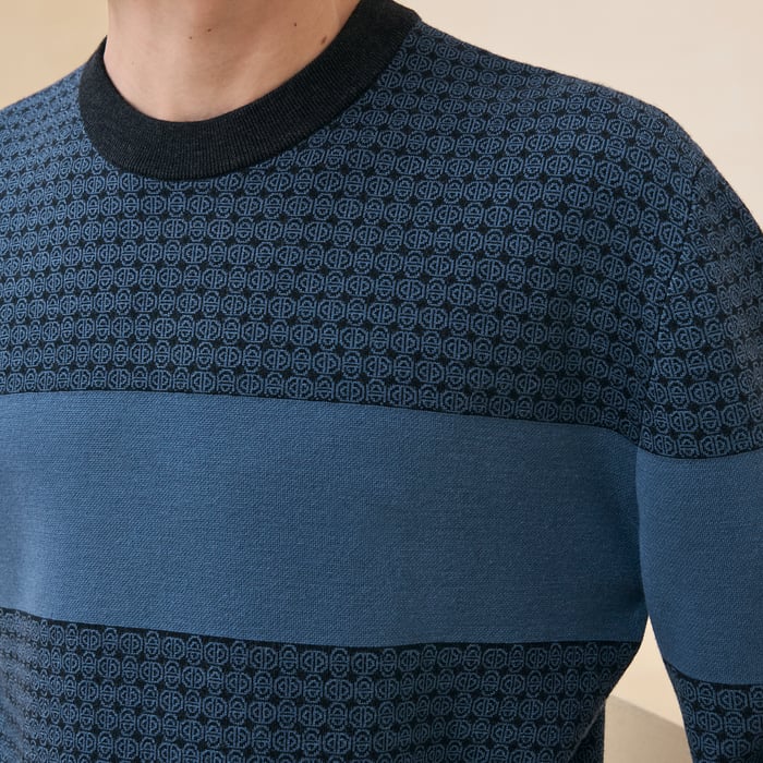 블루 뜌르깽 “jacquard Maillons Mosaique” 크루넥 스웨터