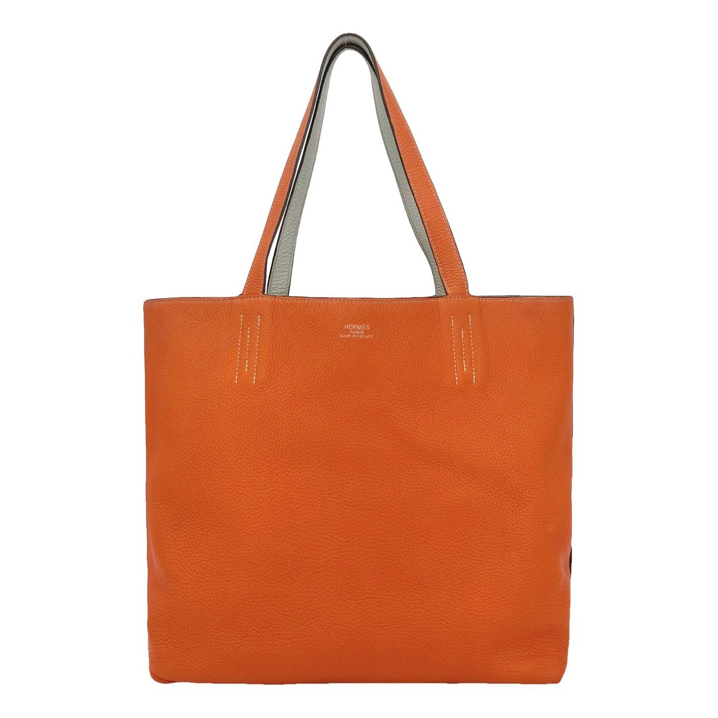 Double sens leather handbag