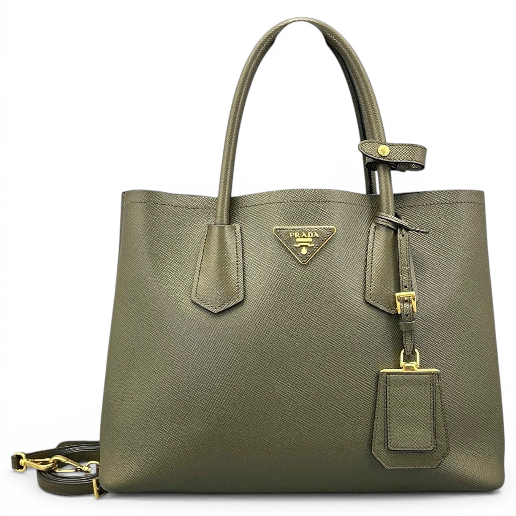 Double leather handbag