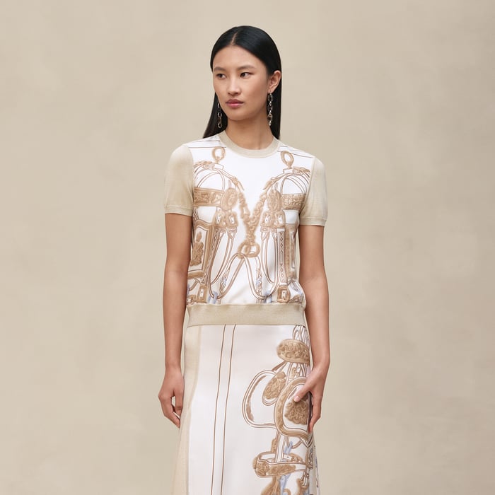 Blanc Nacre "Brides De Gala Gold" Short-sleeve Sweater