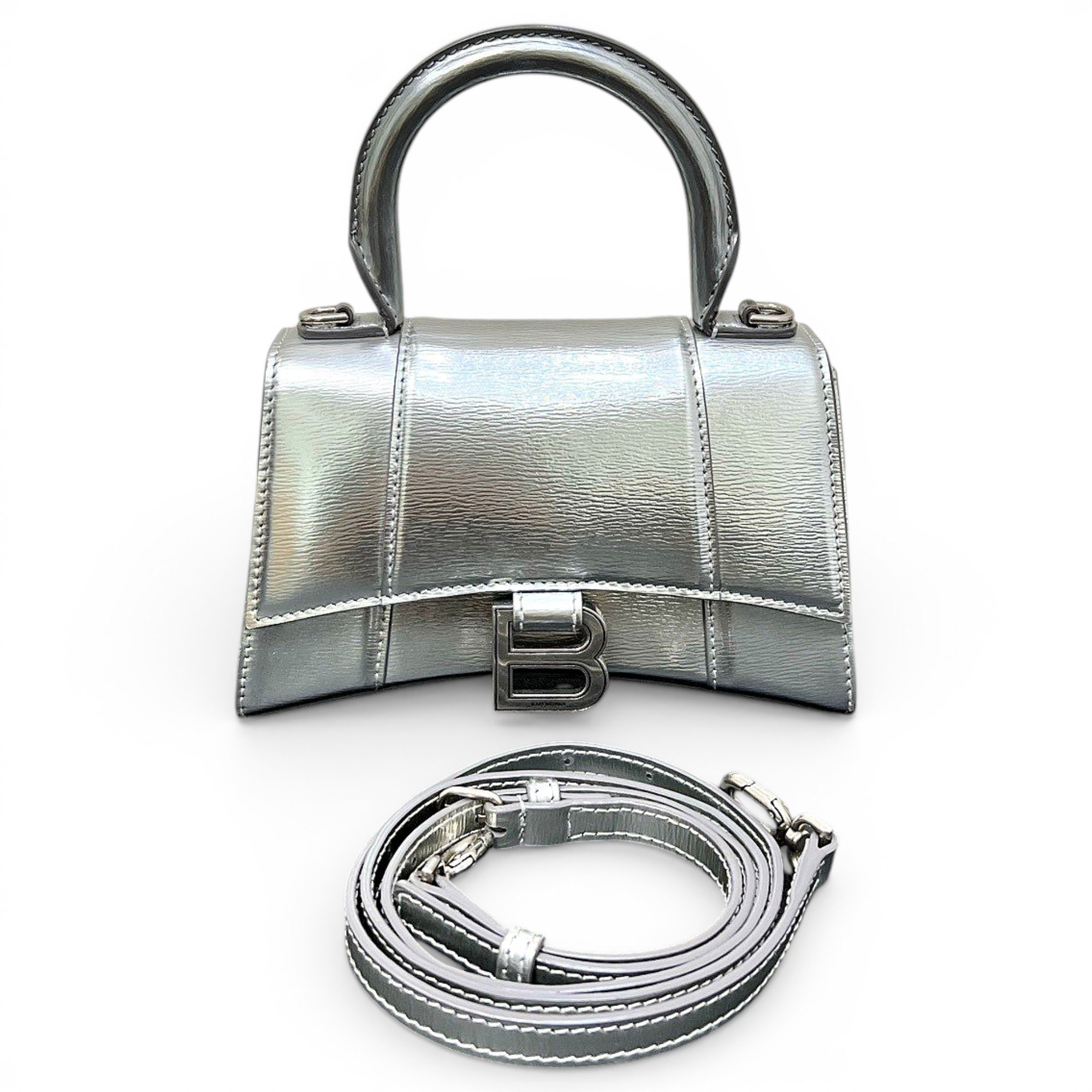 Hourglass leather handbag