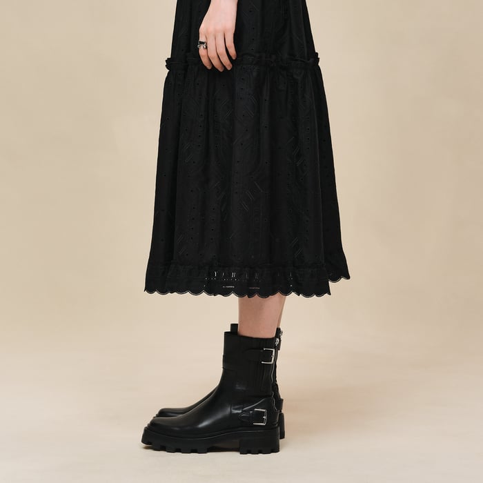Noir Embroidered Skirt