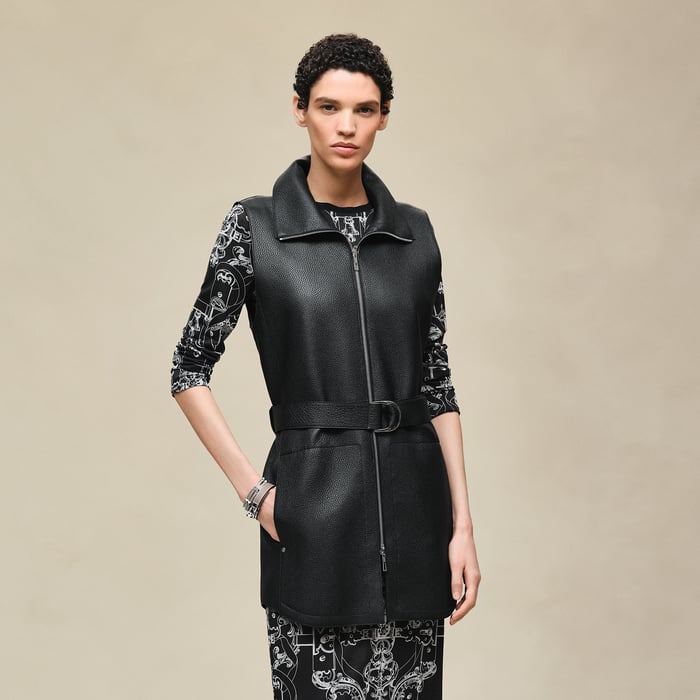 Noir Belted Long Vest