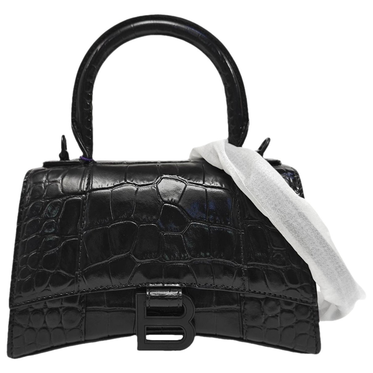Hourglass leather handbag