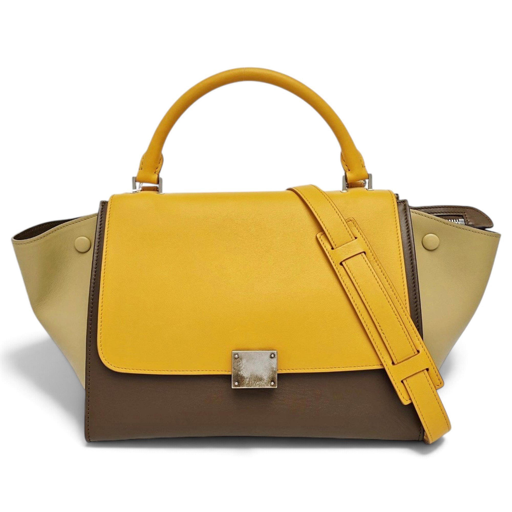 Trapèze leather handbag