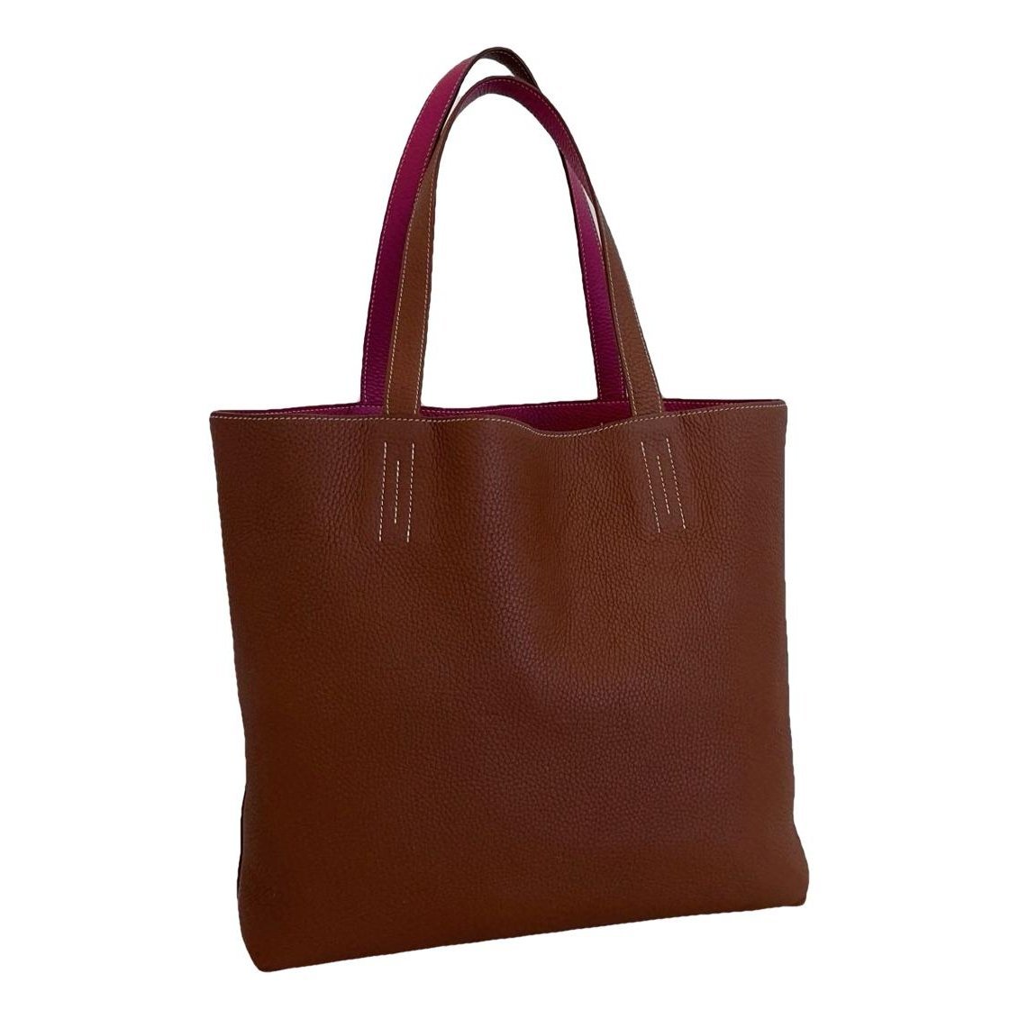 Double sens leather handbag