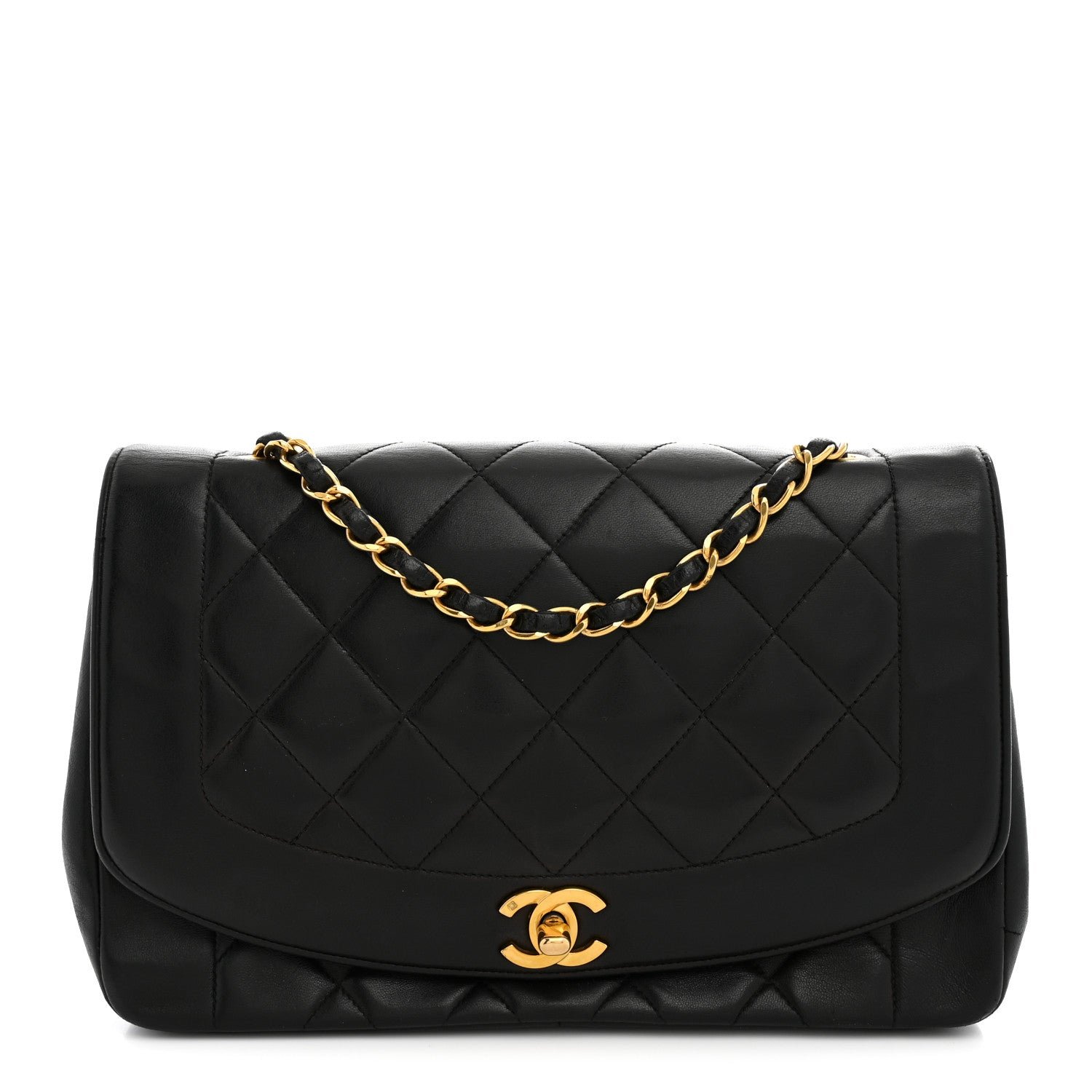 Lambskin Quilted Medium Single Flap Black