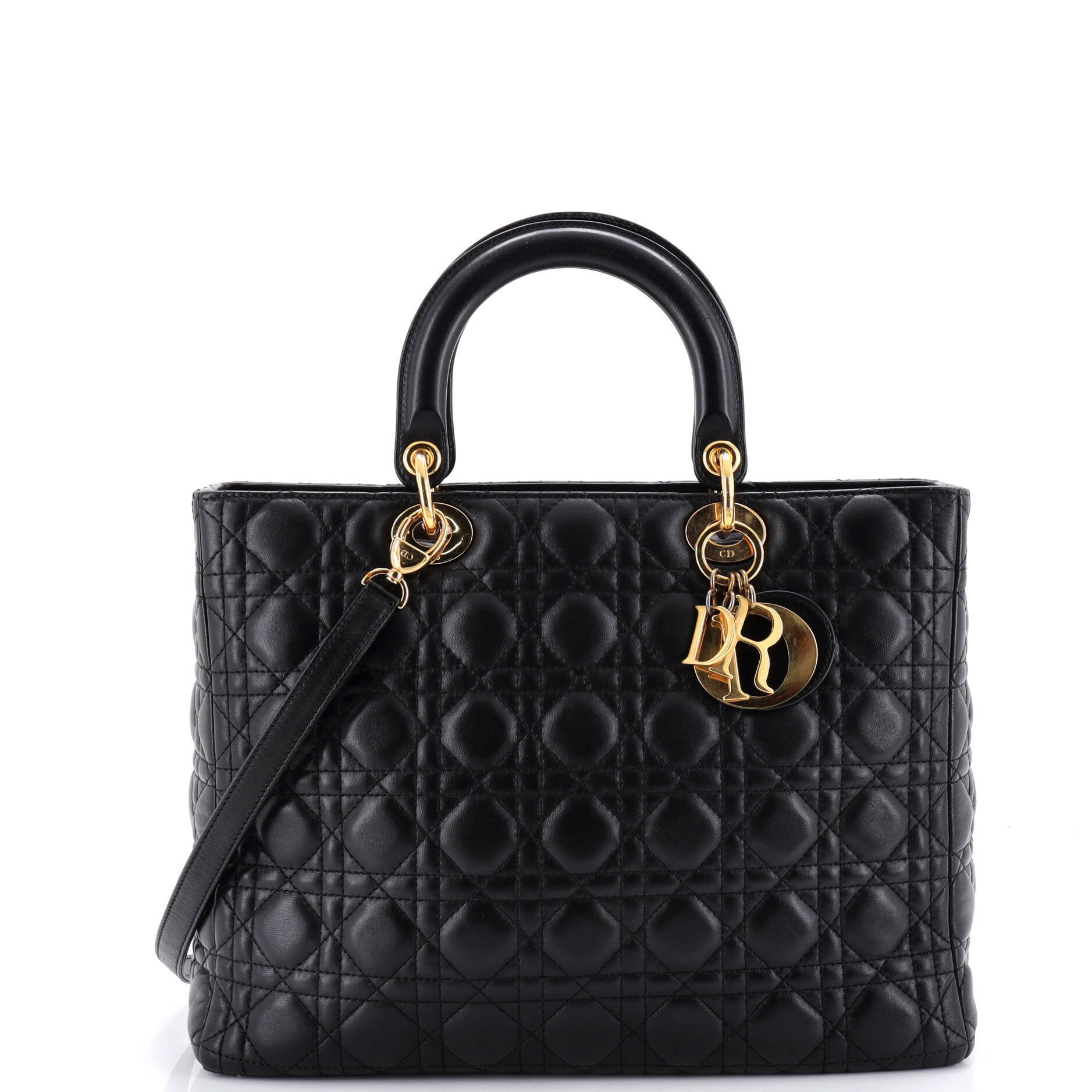 Dior Vintage Lady Dior Bag Cannage Quilt Lambskin Large