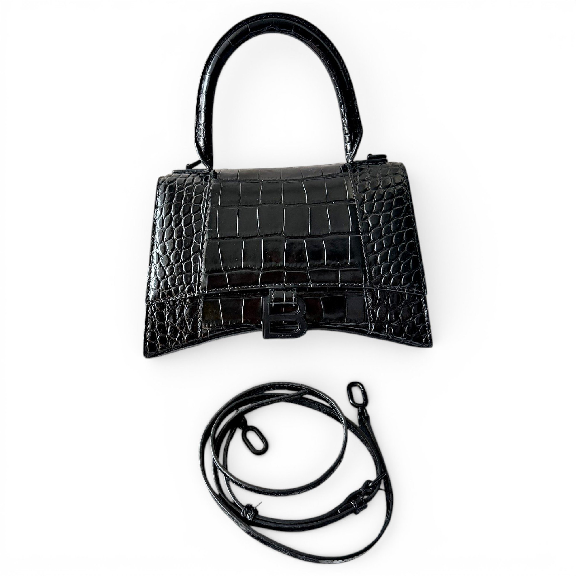 Hourglass leather handbag