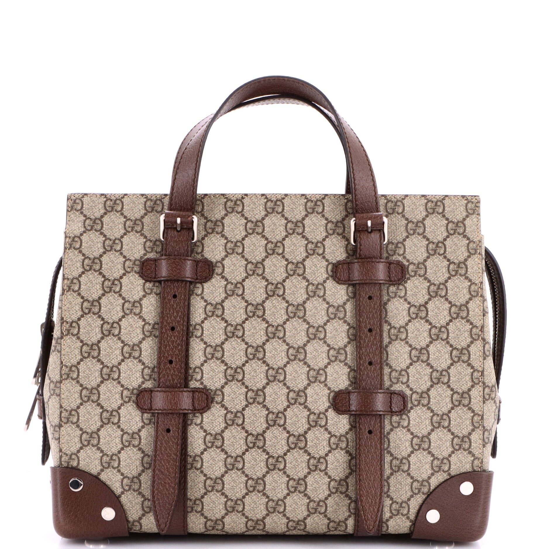 Buckle Travel Tote GG Coated Canvas with Leather Medium