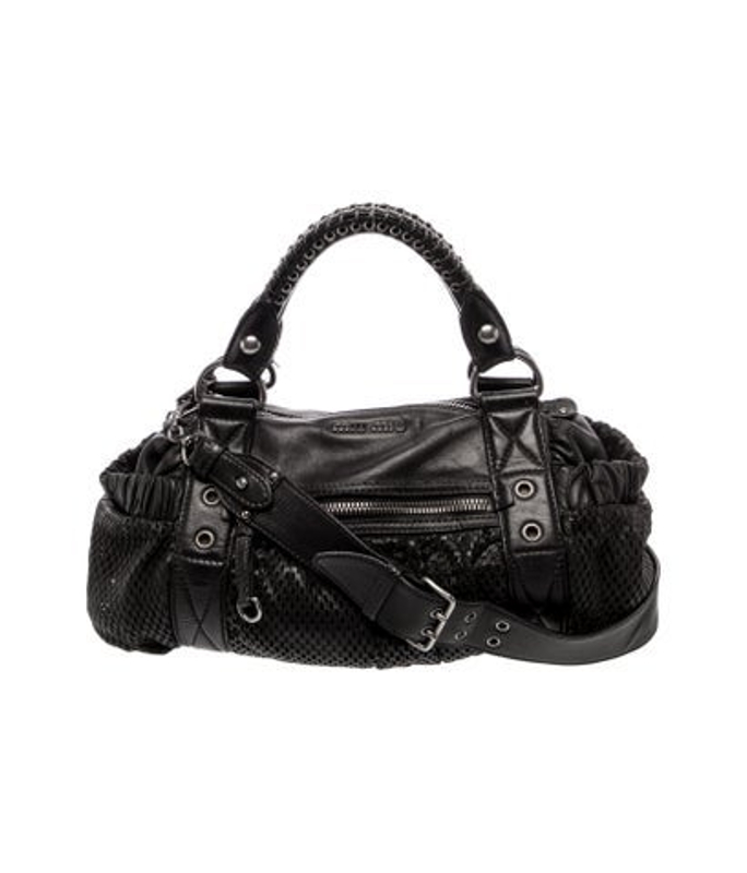 Miu Miu Miu Leather Perforated Handle Bag