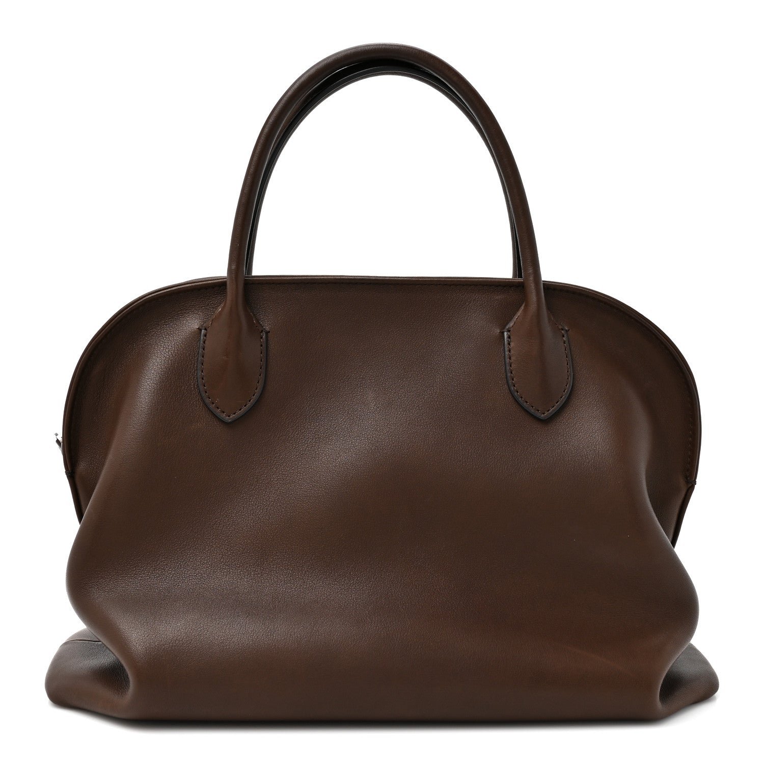 The Row Polished Saddle Calfskin Agnes Bag Deep Brown