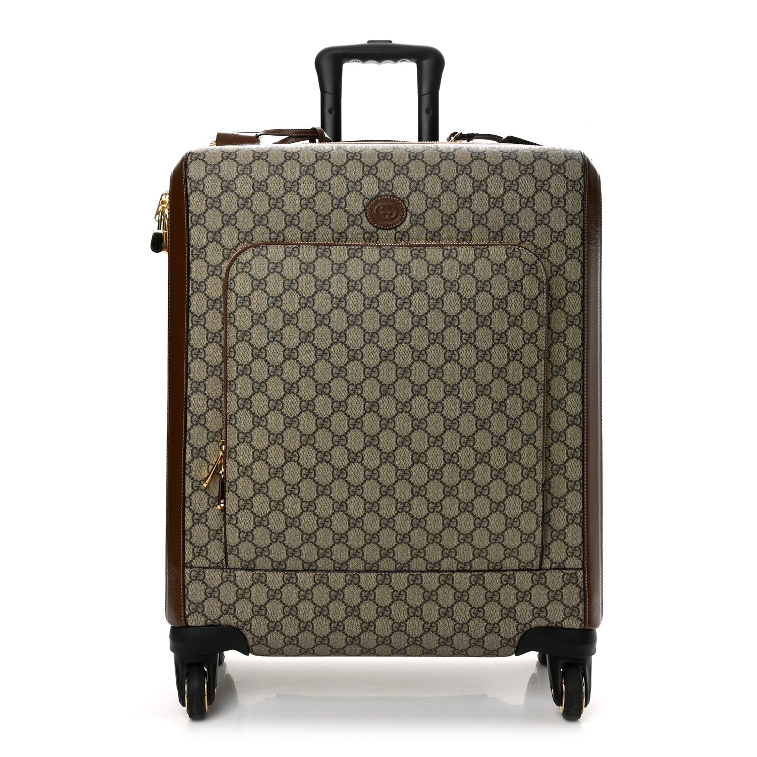 Gucci GG Supreme Monogram Azalea Calfskin Retro Interlocking G Small Savoy Cabin Trolley Beige Ebony Brown Sugar